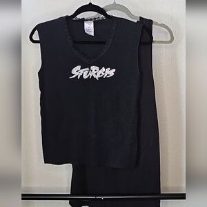 Womens Black Sleeveless Top with 'Sturgis' Script And Skull Racerback Bundle.